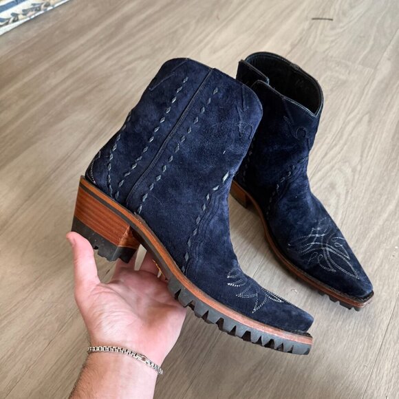 Back at the Ranch  Raindance Ankle Zipper With Vibram With Stitching - Navy - Picture 3 of 10